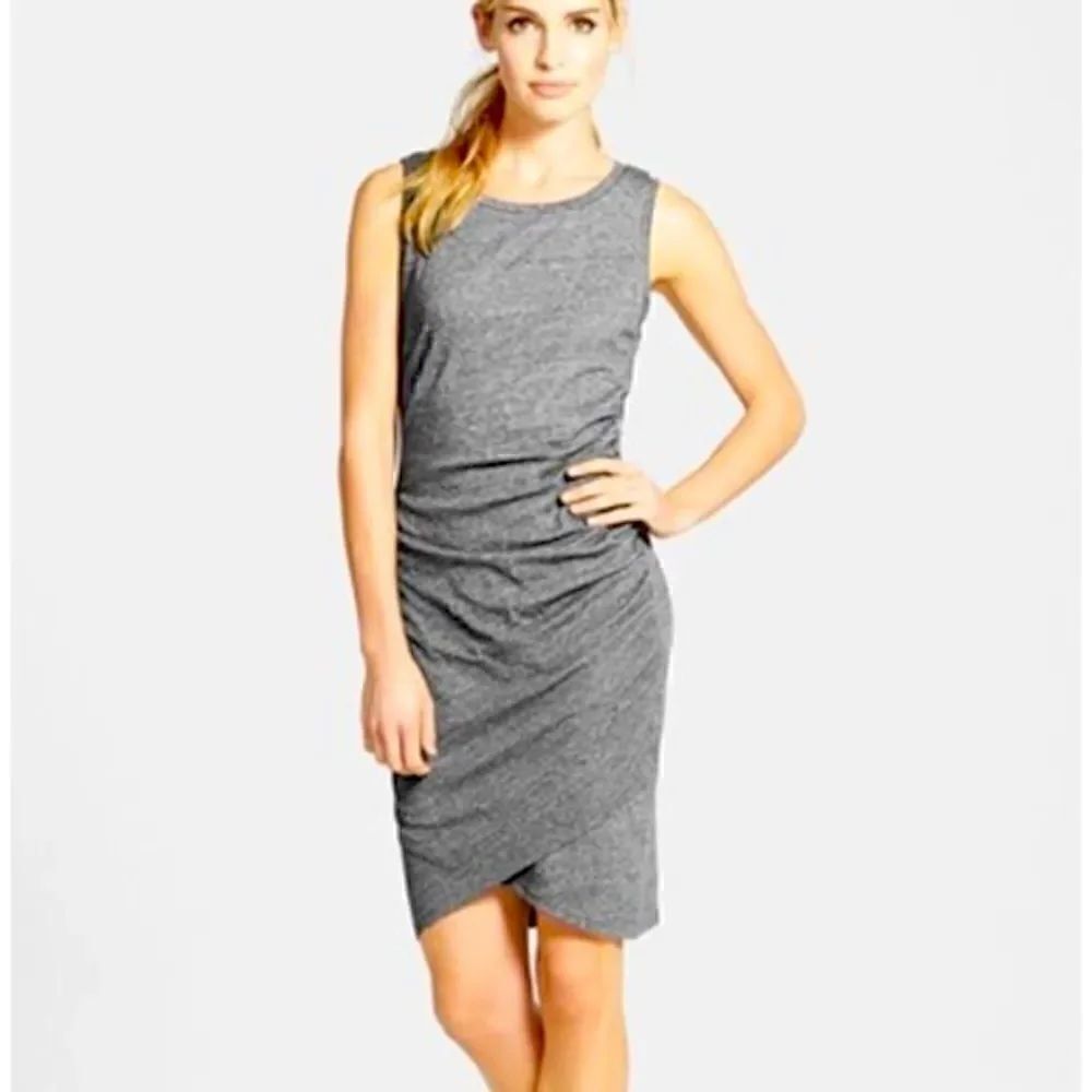 Leith Ruched Body-Con Tank Gray Dress XS